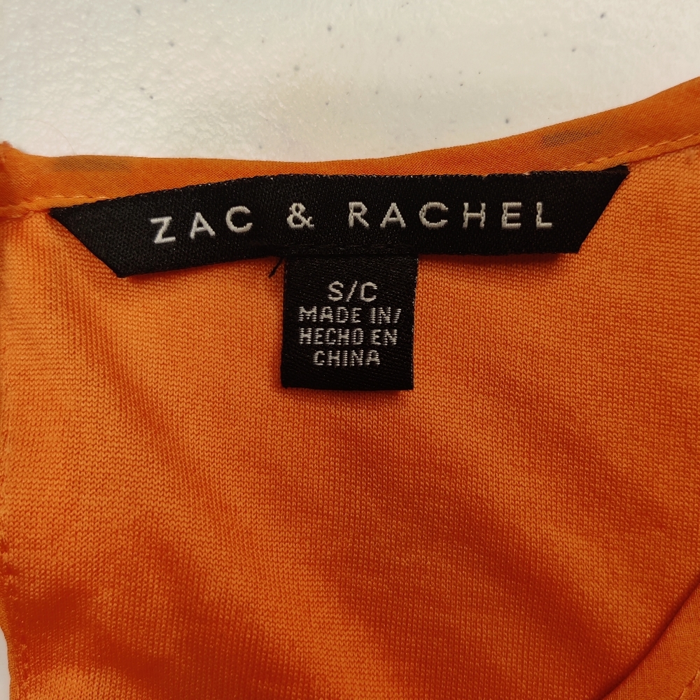 Zac & Rachel Sleeveless Blouse Peach and Red Size Small - Picture 3 of 3